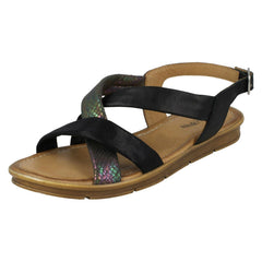 Ladies Leather Collection Flat Slingback Sandals