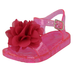 Girls Spot On Flat Jelly Flower Trim Mule