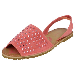 Ladies Spot On Elasticated Slingback Open Toe Flat Sandals