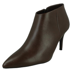 Ladies Spot On High Heel Low Cut Ankle Boot with Metal Heel Trim F51229