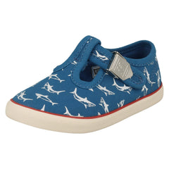 Boys Startrite Shark Detailed T-Bar Canvas Shoes Surf