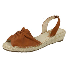 Ladies Flowers Wedge Heel Slingback Ruched Vamp Sandals