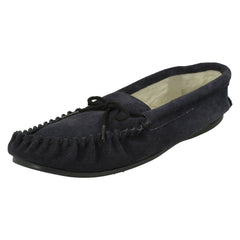 Mens Spot On Vamp Moccasin Fleece Lined Slippers
