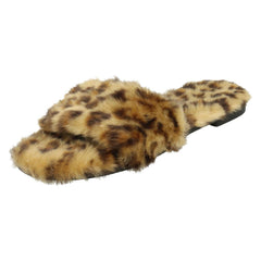 Ladies Savannah Flat Fur Mules F00091