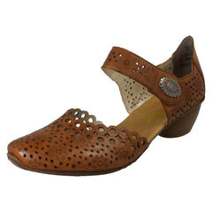 Ladies Rieker Punched Detailed Summer Shoes 43753