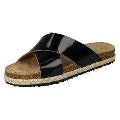 Ladies Spot On Cross Over Strap Mules