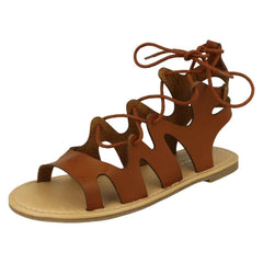 Ladies Spot On Lace Up Leg Flat Gladiator Sandals