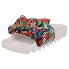 Ladies Spot On Multi Twist Bow Sliders