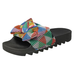 Ladies Spot On Multi Twist Bow Sliders