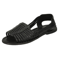 Ladies Leather Collection Flat Weaved Slingback Sandal