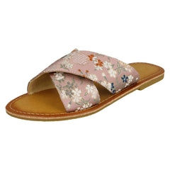 Ladies Savannah Cross Strap Patterned Mules