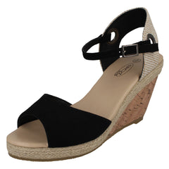 Ladies Spot On Cork Wedge Sandals F2265