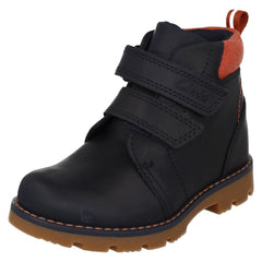 Boys Clarks Hook & Loop Ankle Boots Heath Strap