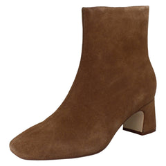 Ladies Clarks Square Toe Block Heeled Ankle Boots Fernie Zip