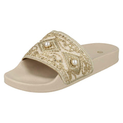 Ladies Spot On Beaded Slider Mules