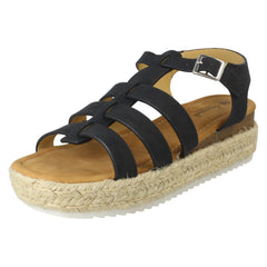 Ladies Savannah Buckle Ankle Strap Wedge Sandals F12097