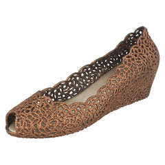 Ladies Savannah Slip On Open Toe Ballerina Style Wedge Shoes