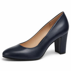 Ladies Spot On High Block Heel Court Shoe F90126