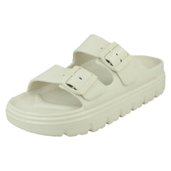 Ladies Spot On Casual Buckle Detail Sliders Sandals F12101
