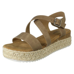 Ladies Savannah Cross Strap Platform Buckle Fastening Casual Sandals F12094