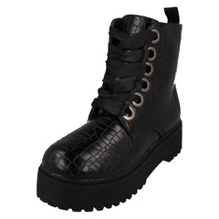 Ladies Spot On Platform Ankle Boots F51044