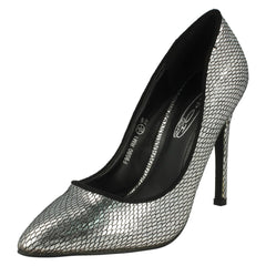 Ladies Spot On High Heel Pointed Toe Snake Design Court Shoes