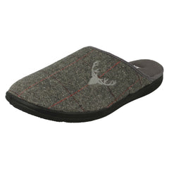 Mens Padders Stag Detailed Mule Slippers Stag