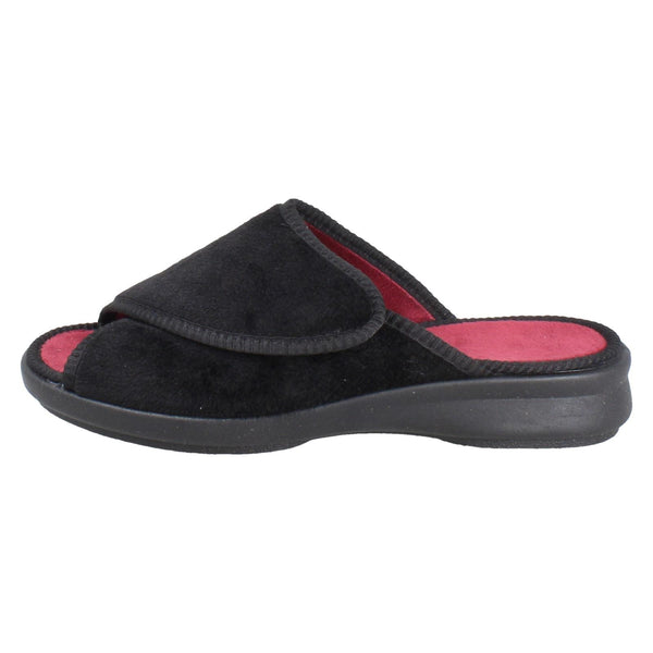 Ladies DB Wide Fitting Slippers Red Start