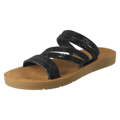 Ladies Savannah Slip On Diamante Detailed Summer Sandals F00448