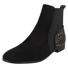 Ladies Spot On Leopard Print Heel Ankle Boots F51115