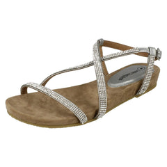 Ladies Leather Collection Diamante X Strap Sandals