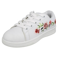 Girls Spot On Embroidered Flower Pumps H2471