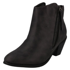 Ladies Spot On Cowboy Style Ankle Boots with Zip Detail