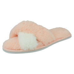 Ladies Spot On Fluffy Mule Slippers X2122