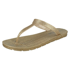 Ladies Spot On Flat Toepost Flip Flops F00376