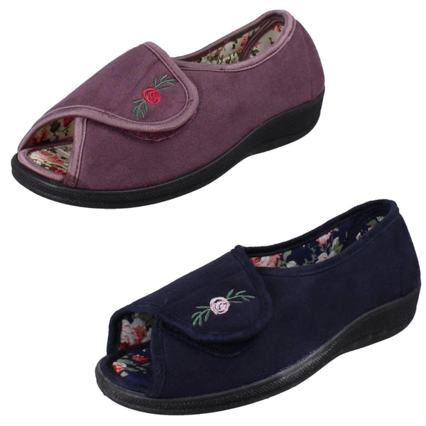 Ladies Jo & Joe Hook And Loop Open Toe Slippers Martha