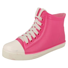Ladies Spot On Lace Up Sneaker Style Ankle Wellington Boots