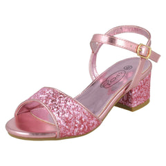 Girls Spot On Mid Block Heel Sandals H1114