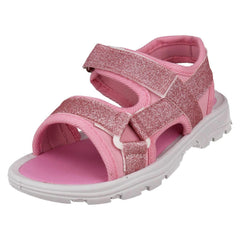 Girls Spot On Hook & Loop Strap Glitter Sandals H0366