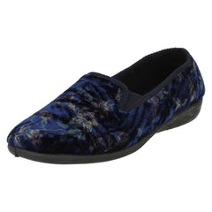 Ladies Spot On Embroided Floral Design Slippers