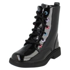 Girls Clarks Square Toe Patent Military Style Boots Oaklyn Charm