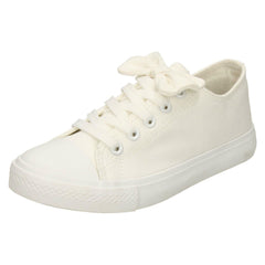 Girls Spot On Flat Lace Up Pumps