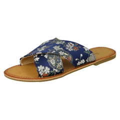 Ladies Savannah Cross Strap Patterned Mules