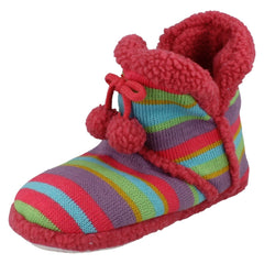 Girls Spot On Flat Pom Pom Detail Bootee Slipper