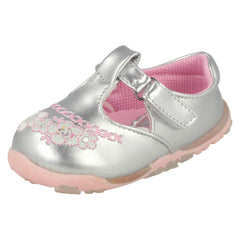Girls Cutie T-Bar Flats With Floral Embroidery Detail