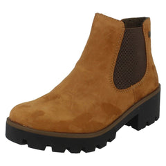 Ladies Rieker Chunky Gusset Detailed Heeled Ankle Boots 79265