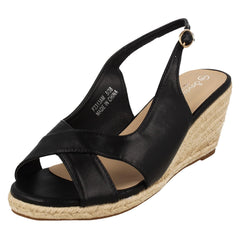 Ladies Savannah Mid Wedge Heel Espadrille Wide Fitting Sandals F2313