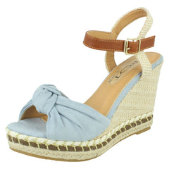 Ladies Spot On Knotted Vamp Wedges F12016
