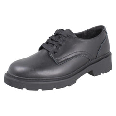 Girls Clarks Scalloped Edge Chunky Sole School Shoes Eris Pure