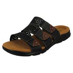 Ladies Clarks Laser Detailed Adjustable Strap Mule Sandals Kitly Walk